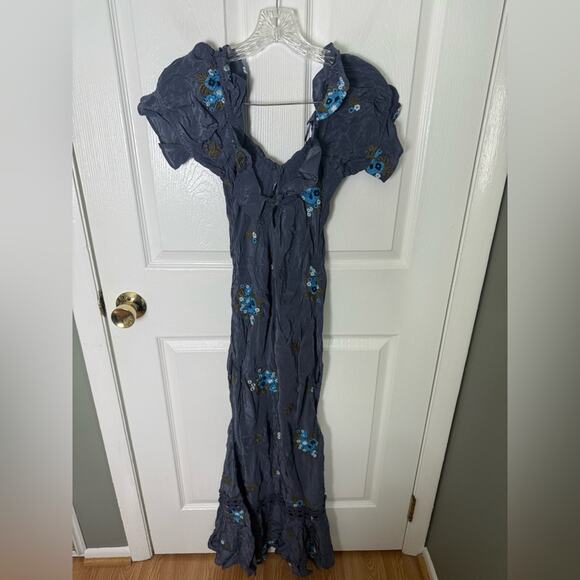 Free People Bali Santa Cruz Maxi Embroidered Floral Dress S - Picture 7 of 10